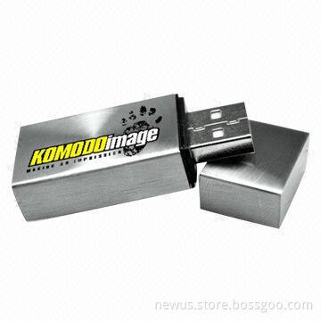 Promotional Classic Stainless Steel USB Flash Drive with Hot Plug-and-play Function